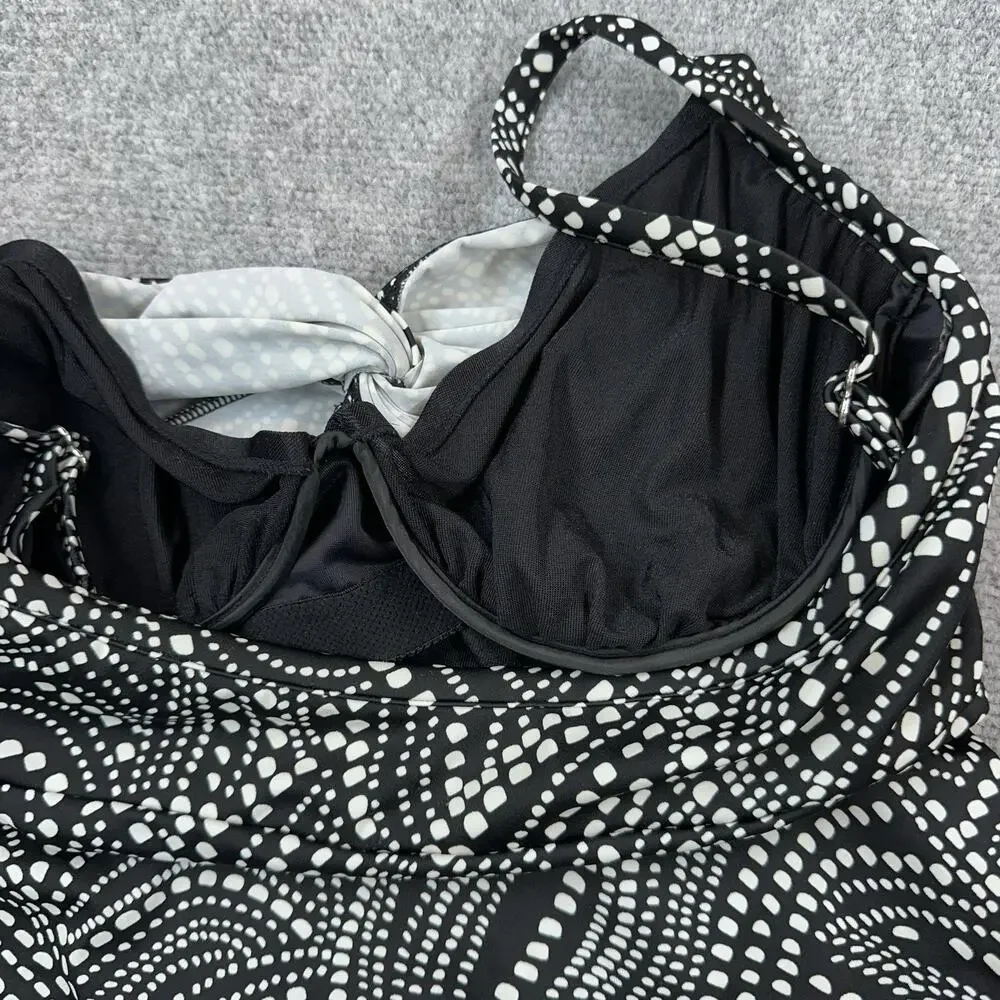 MIRACLESUIT SWIMWEAR TANKINI TOP 12DD ROSWELL BLK/WHITE UNDERWIRE